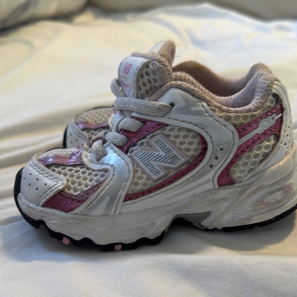 New Balance Kids' Pink and White Sneakers